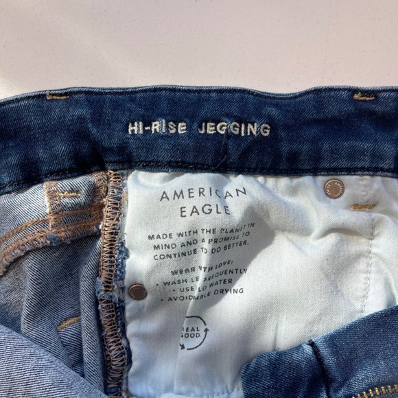 American Eagle Hi Rise Jegging Jeans Womens Size 2 Distressed Ripped Blue Denim - Picture 5 of 8